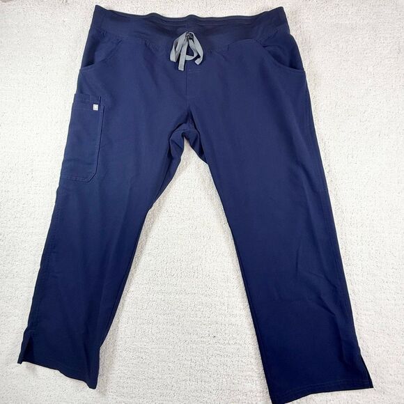 Figs Kade Cargo Scrub Pants Navy Blue FIONx Fabric Tie Waist - US Women’s 2XL/Pe - Picture 1 of 12